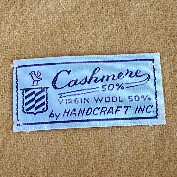 Vintage Handcraft Inc Short Scarf Beige Cashmere Virgin Wool Fringe Neck Warmer - Picture 3 of 8